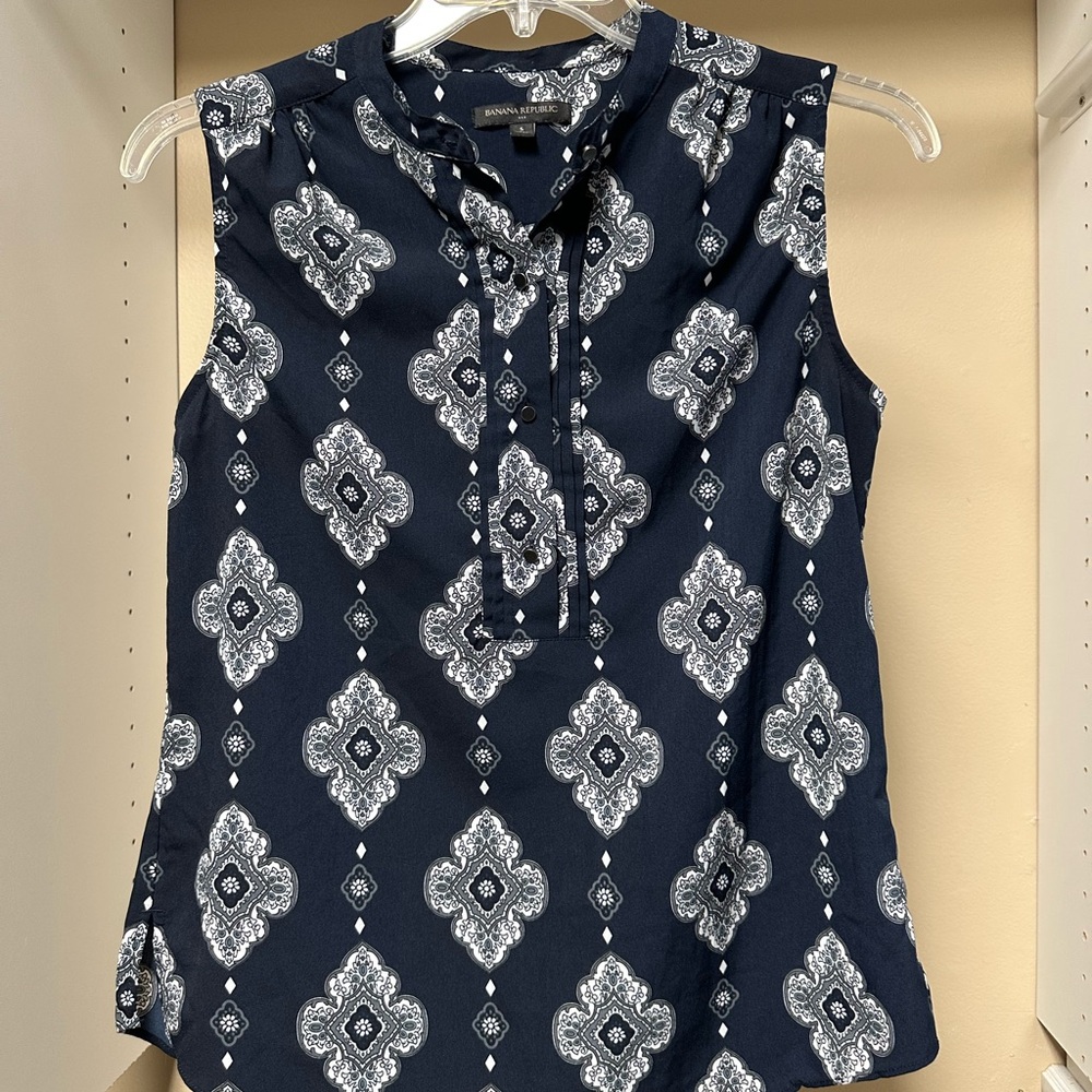Banana Republic Blue Sleeveless Blouse
